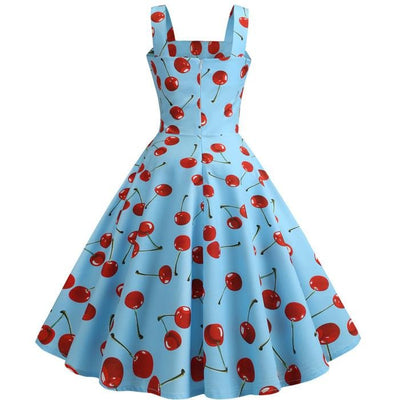 Abito Blu Ciliegia Vintage 1950