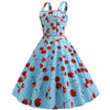 Abito Blu Ciliegia Vintage 1950