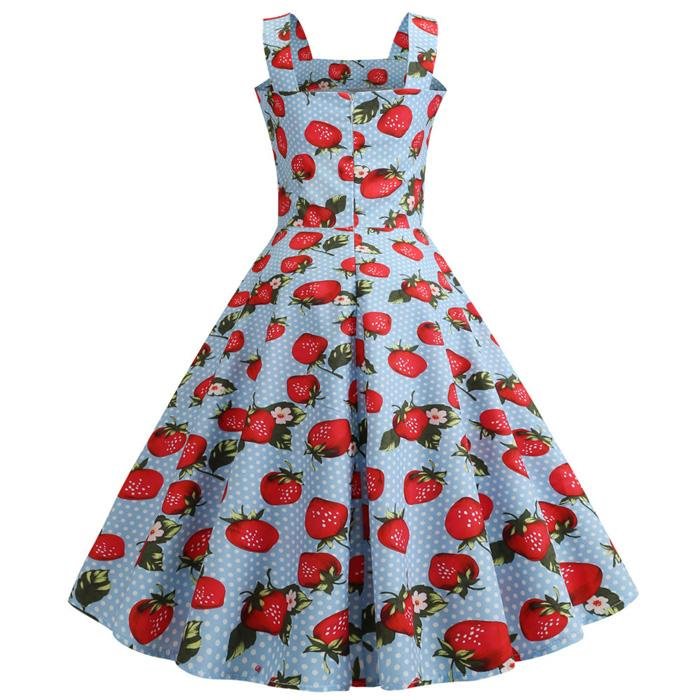 Abito Blu Fragola Vintage 1950