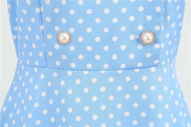 Abito A Pois Azzurro Cielo Anni '50