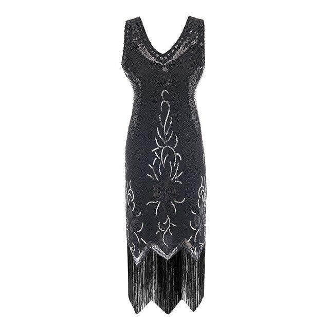 Abito Vintage Charleston Taglie Forti Anni '20 Nero