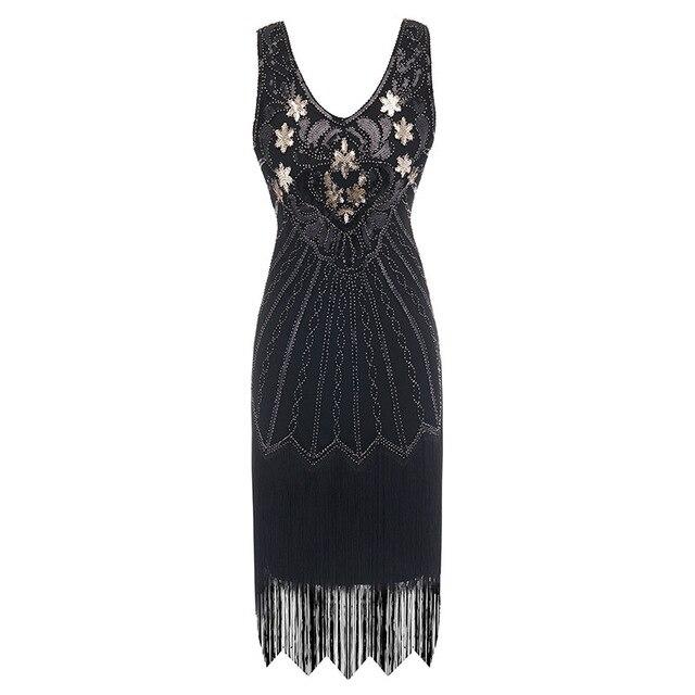 Abito Vintage Anni '20 Taglie Forti In Oro Nero
