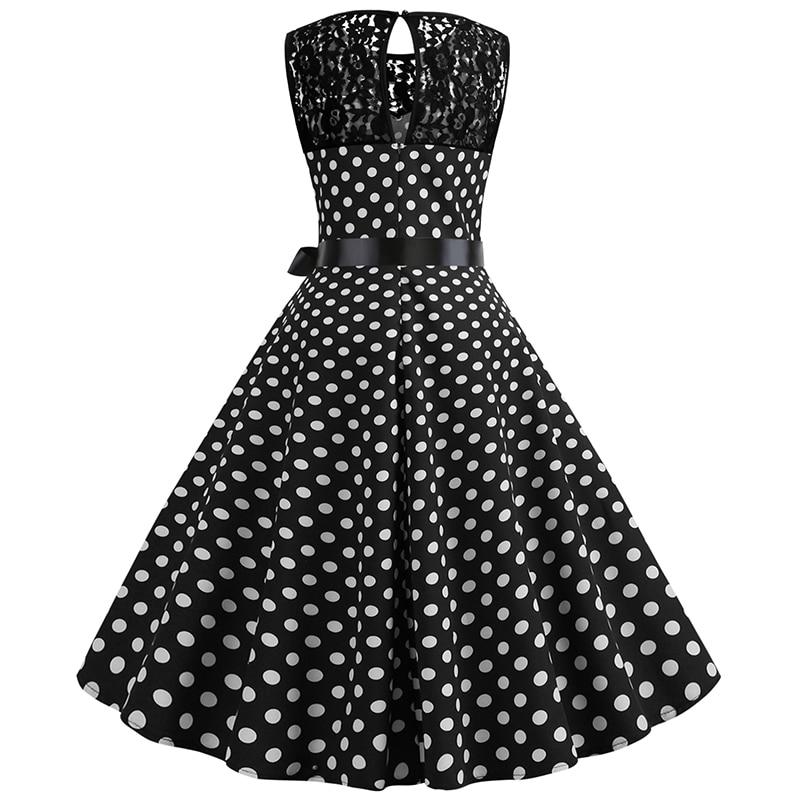 Abito Vintage In Pizzo Nero A Pois