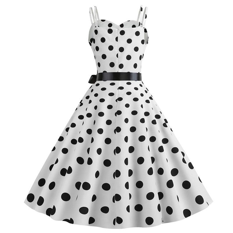 Abito Vintage Rockabilly A Pois Bianchi