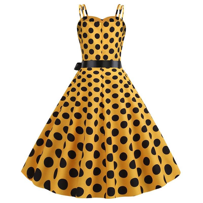 Abito Vintage Rockabilly Giallo A Pois