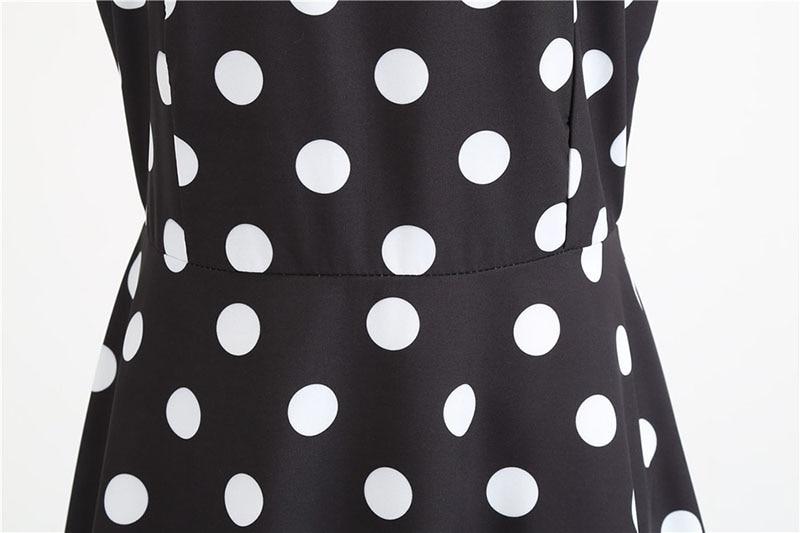 Abito Vintage Rockabilly Nero A Pois Bianchi