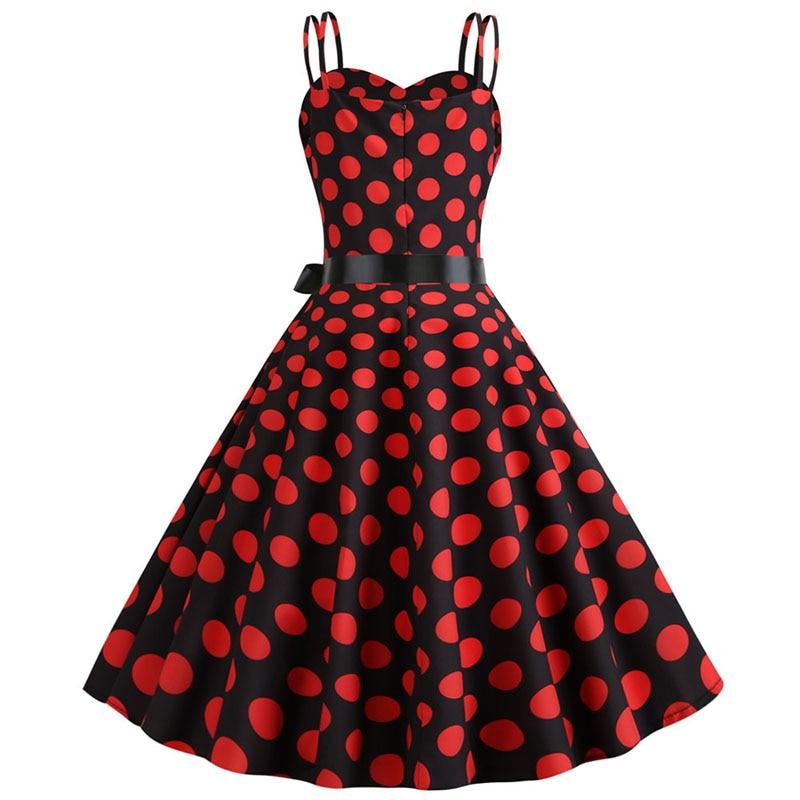 Abito Vintage Rockabilly Nero Puntini Rossi