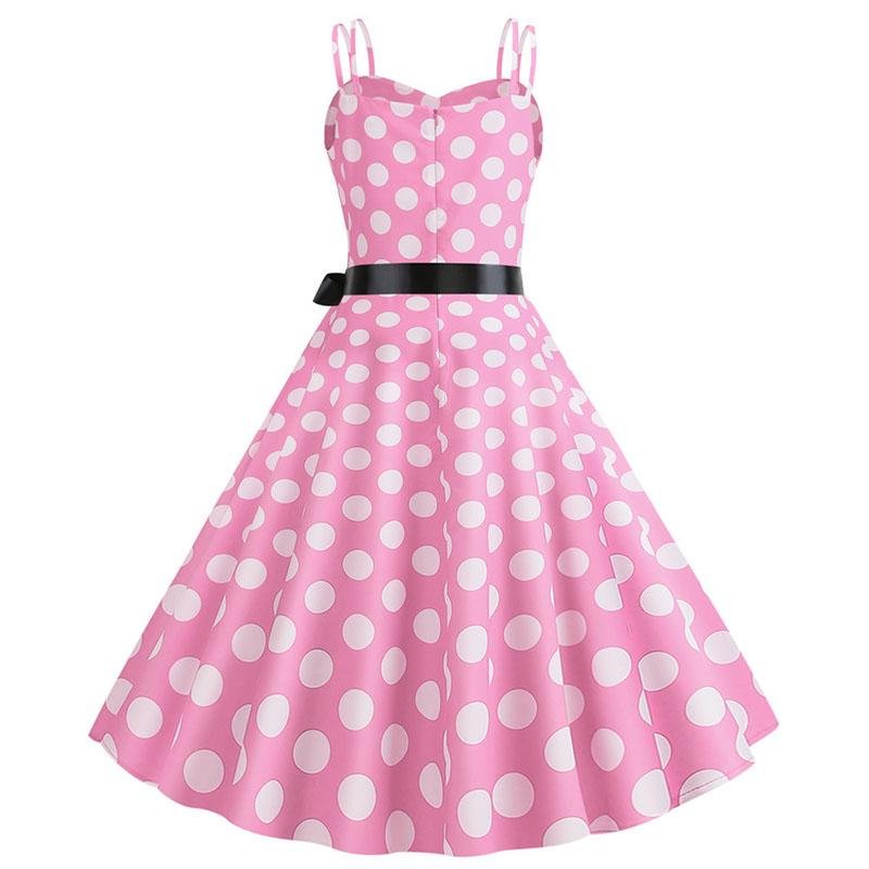 Abito Vintage Rockabilly Rosa A Pois
