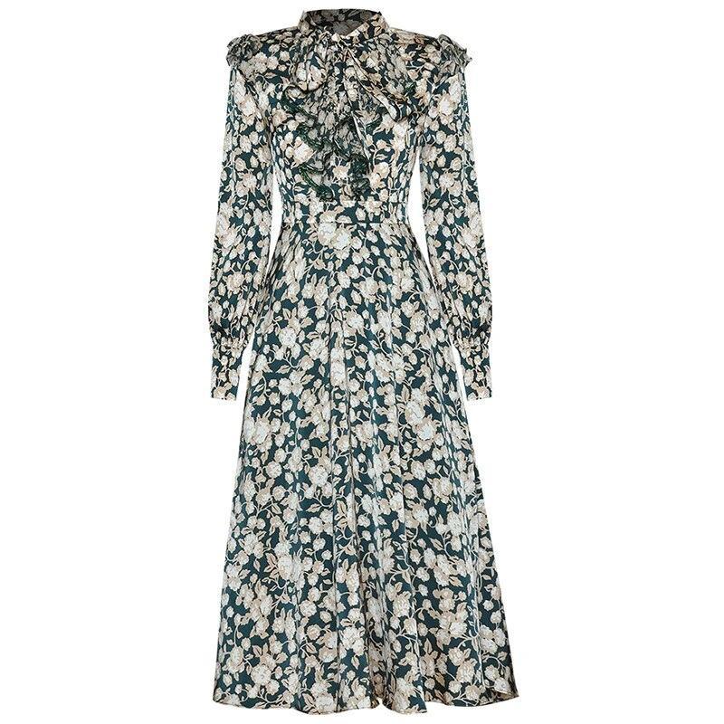 Abito Floreale Vintage Anni '40 Verde